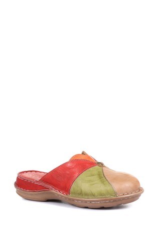 Buy Pavers Ladies Red Leather Slip On Clogs from Next Oman