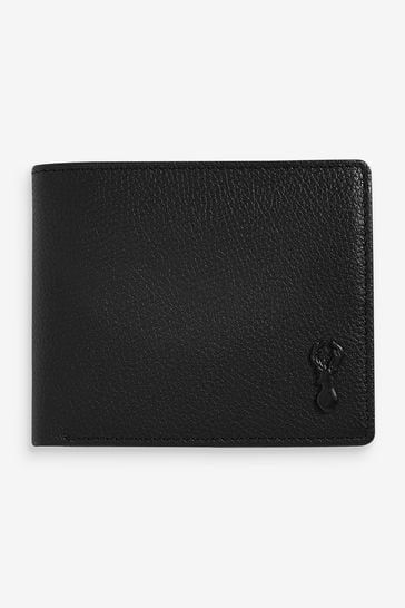 Matt Black Leather Stag Badge Extra Capacity Wallet