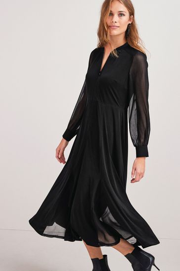 Black Zip Midi Dress