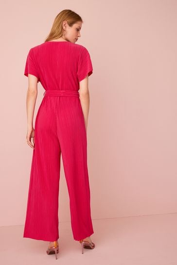 Buy Bright Pink Plisse Jumpsuit from Next Luxembourg