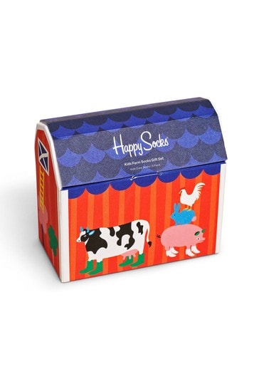 Happy Socks Kids Blue Farm Socks 5 Pack Gift Set