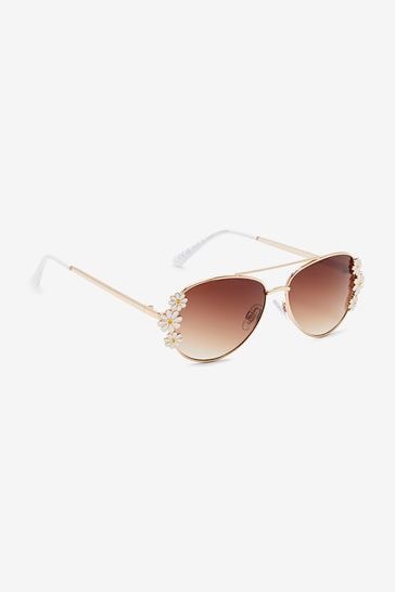 Gold Aviator Style Sunglasses