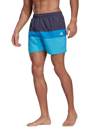 adidas Navy Performance Short-Length Colorblock Swim Shorts