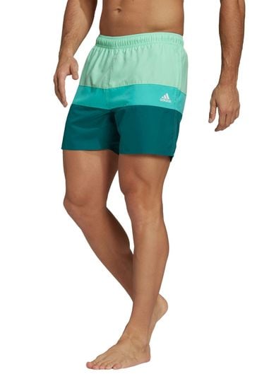 adidas Green Colourblock 3-Stack Swim Shorts