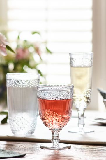 Buy Set of 4 Clear Amelia Champagne Flutes from Next Luxembourg