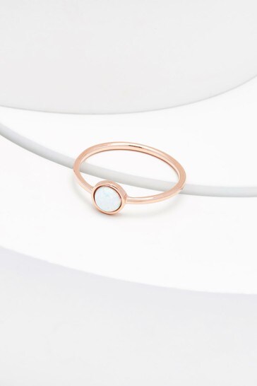Rose Gold Sterling Silver Opal Ring