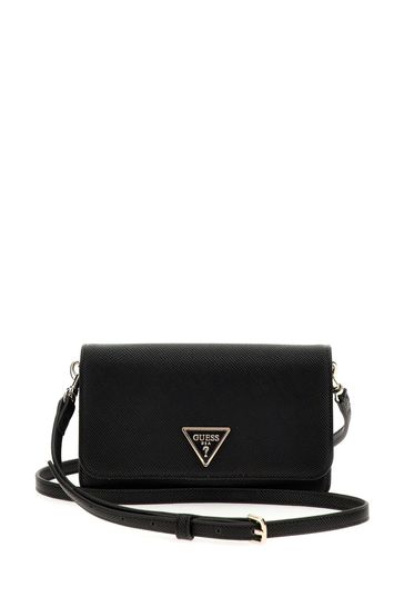 Guess Noelle Cross-Body Flap Black Organizer Bag