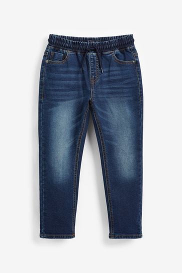 Dark Indigo Blue Regular Fit Jersey Stretch Jeans With Adjustable Waist (3-16yrs)