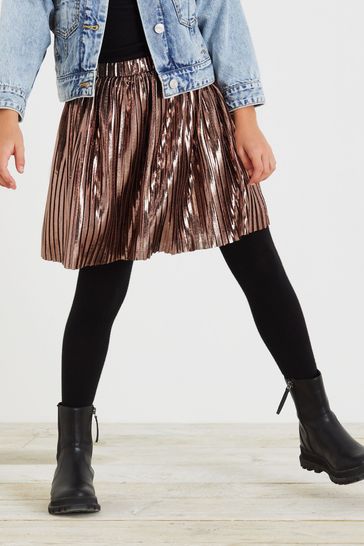 Bronze metallic pleated skirt best sale