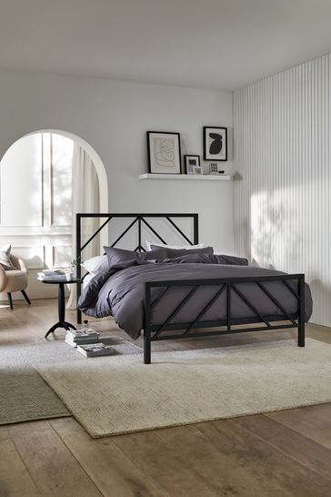 Modern black shop bed frame queen