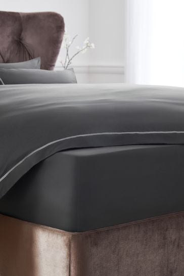 Charcoal Grey Collection Luxe 600 Thread Count 100% Cotton Sateen Deep Fitted Sheet