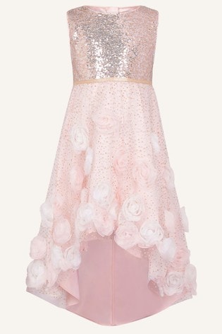 Monsoon Pink Sparkle 3D Flower Dress