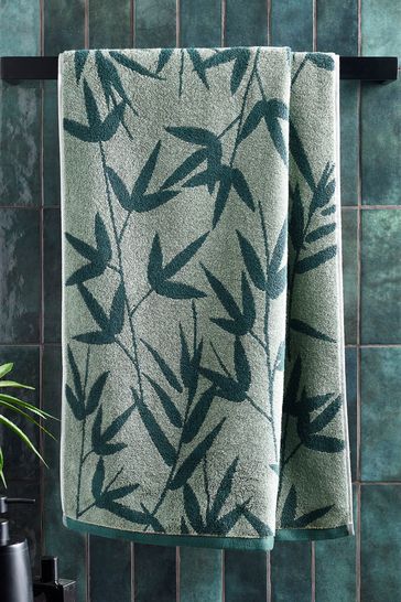 Green patterned bath towels deals