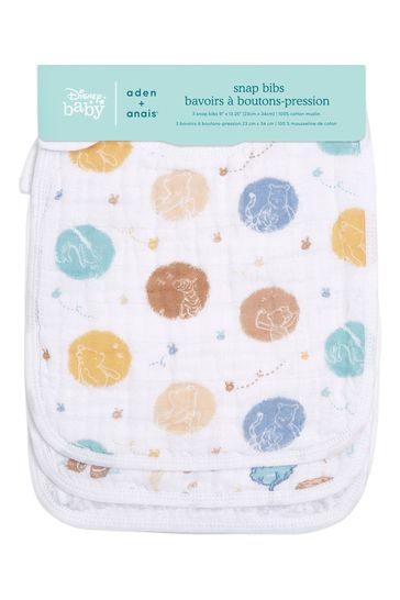aden anais Cotton Muslin Disney Baby Snap Bibs 3 Pack