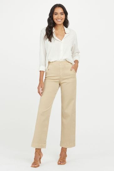 Buy SPANX Nude Stretch Twill Cropped Wide Leg Trousers from Next Ireland