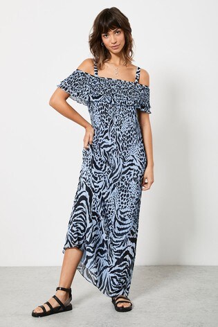 lipsy maya print bardot dress