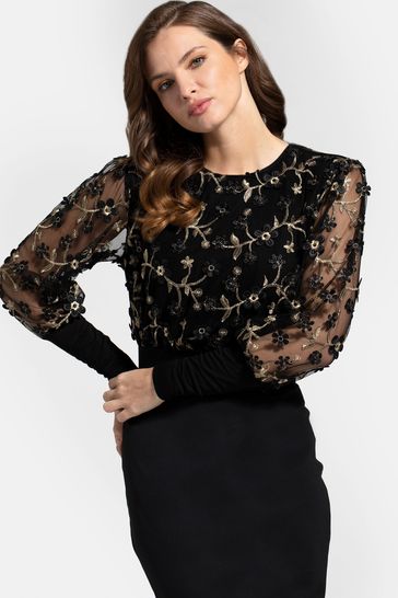Buy Black Embroidered Emma Dress from Next USA