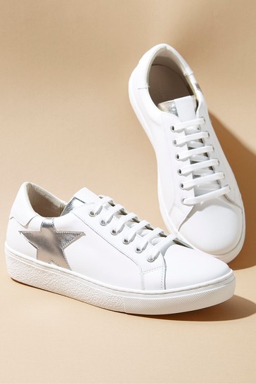 Mint Velvet Cream Allie Metallic Star Trainers