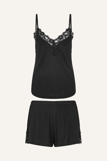 Accessorize Black Lace Trim Pyjama Set