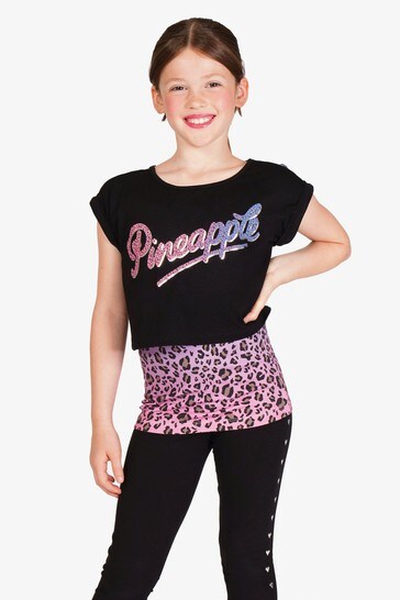 Pineapple Pink Ombre Leopard Double Layer Top Set