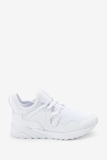 White Mesh Elastic Lace Trainers