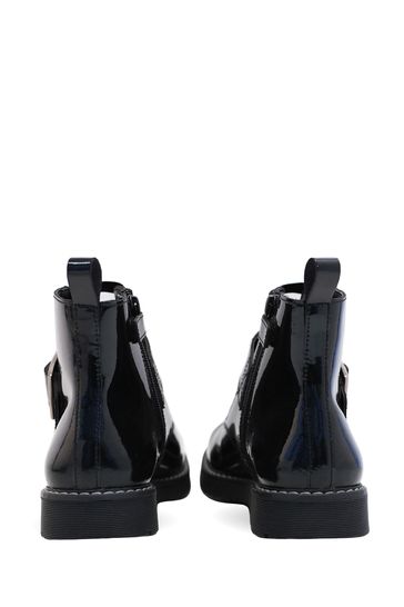 Black patent cheap flat boots