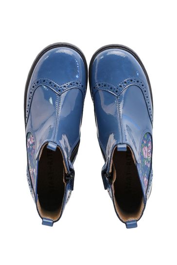 Blue patent sale leather boots