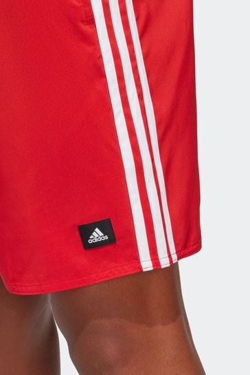3 stripe swim deals shorts red
