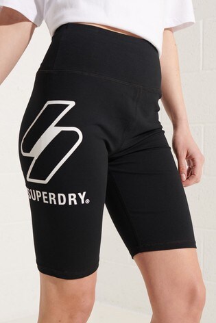 Superdry Black Sportstyle Logo Cycling Shorts