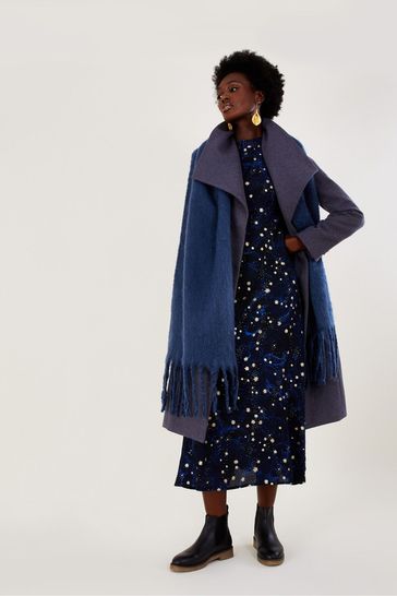 Buy Monsoon Blue Brushed Blanket Scarf in Recycled Polyester from