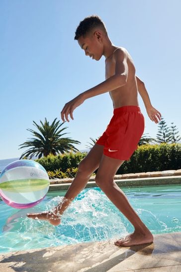 Nike Red 4 Inch Essential Volley Swim Shorts