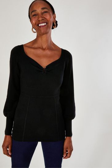 Buy Monsoon Bodice Detail Black Jumper With LENZING ECOVERO from