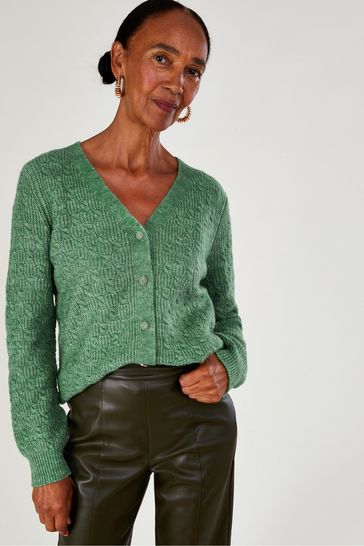 Monsoon Green Supersoft Cable Knit Cardigan