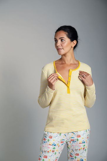 Frugi Organic Yellow Stripe Nursing Pyjama Top