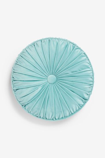 Teal Blue Circle Pleat Cushion
