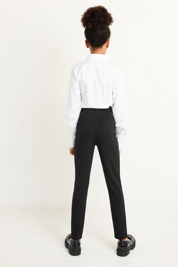 Buy Black Skinny Fit Stretch High Waist School Trousers (9-18yrs