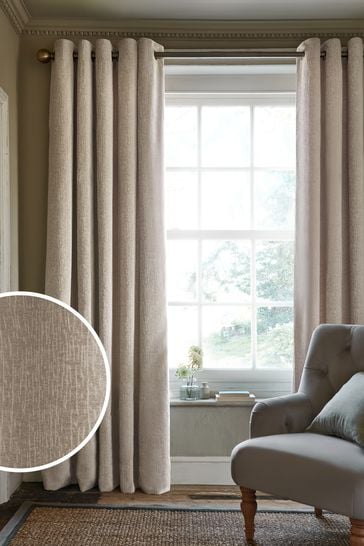Natural Heavyweight Chenille Eyelet Blackout/Thermal Curtains