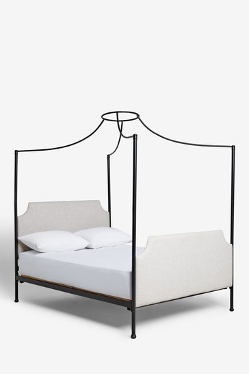 Four poster bed with upholstered sales headboard