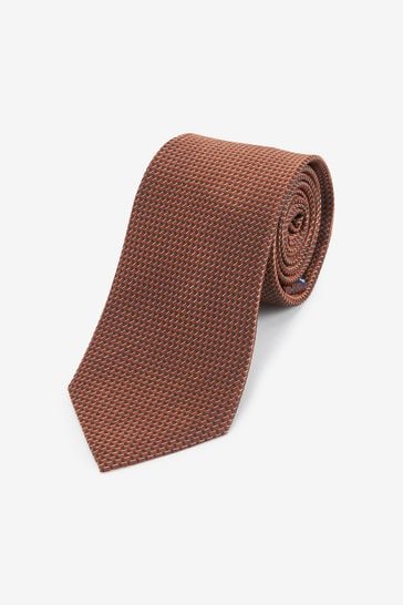 Corbata de seda texturizada en marrón óxido