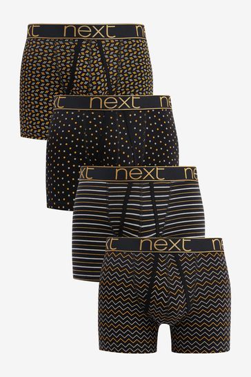 Black/Gold 4 pack A-Front Boxers