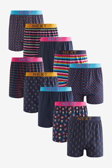 Multi Patterned 10 pack Loose Fit Pure Cotton Boxers