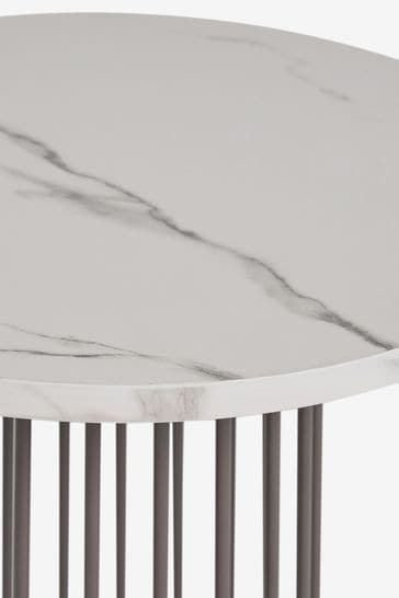 White and grey marble side table sale
