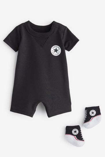 Converse Black Romper and Bootie Baby Set