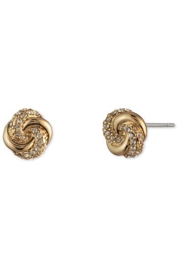 Lauren Ralph Lauren Gold Tone Pave Knot Stud Earrings