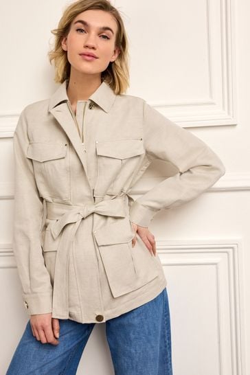Linen utility jacket best sale