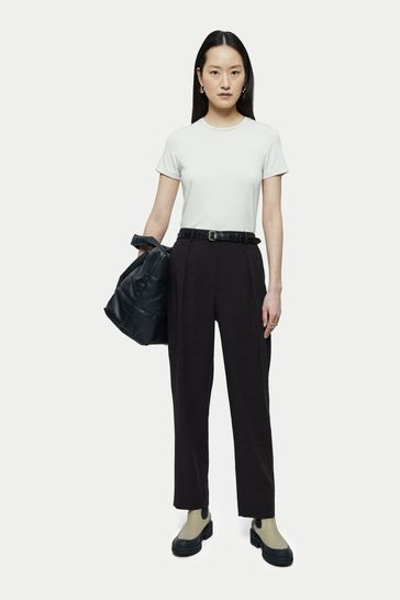 Jigsaw Black Fluid Twill Logan Trousers