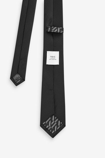 Buy Black White Slim Tie And Pocket Square Set from Next Bahrain