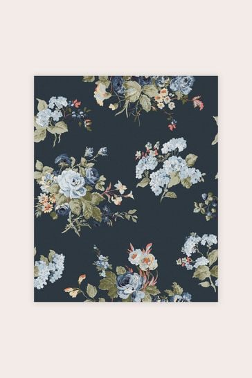 Laura Ashley Midnight Seaspray Rosemore Wallpaper Sample Wallpaper