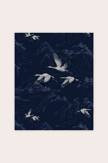 Laura Ashley Midnight Blue Animalia Wallpaper Sample Wallpaper