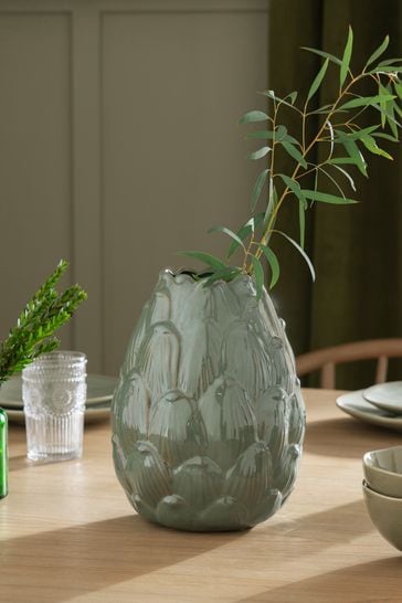 Green Artichoke Ceramic Vase